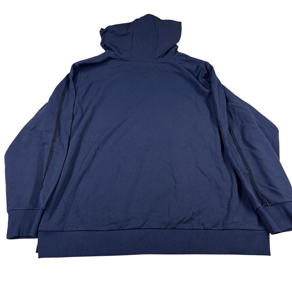 J Jason Wu Navy French Terry Hoodie with Black Contrast Lace Trim size 3XL Plus - Picture 9 of 9